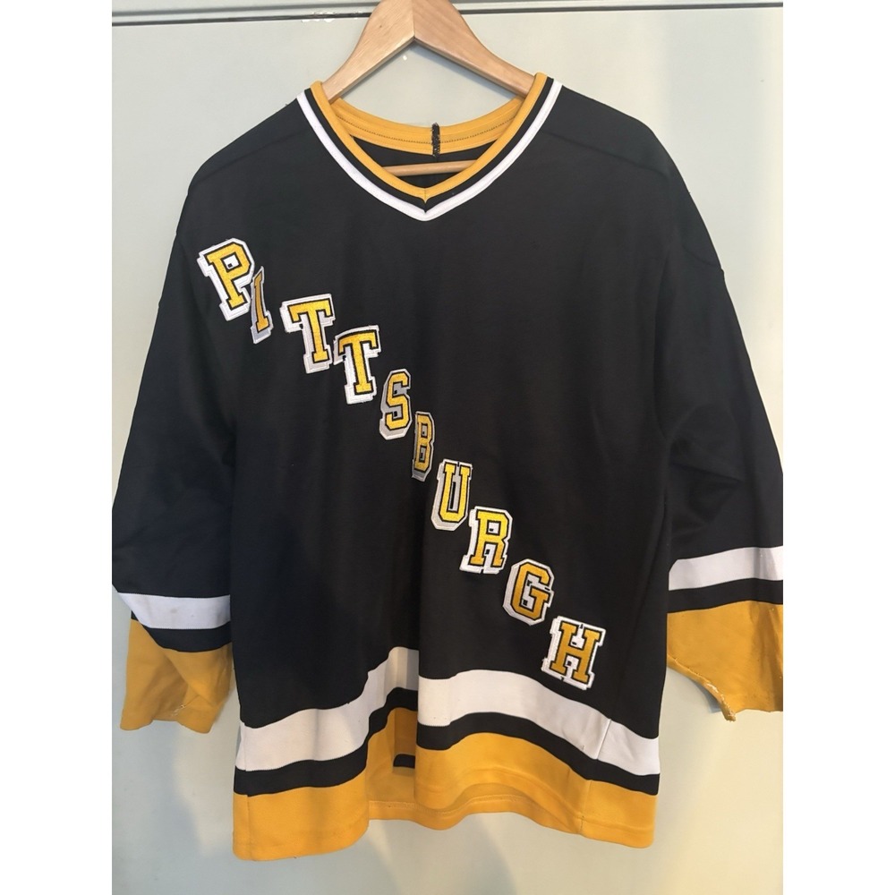 Vintage Pittsburgh Penguins CCM Maska US Black Diagonal Jersey Size M
